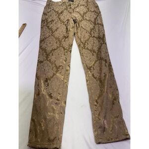 Versona Womens Gold Floral  Skinny Leg Pants! Size 29 Textured Pockets Night Out